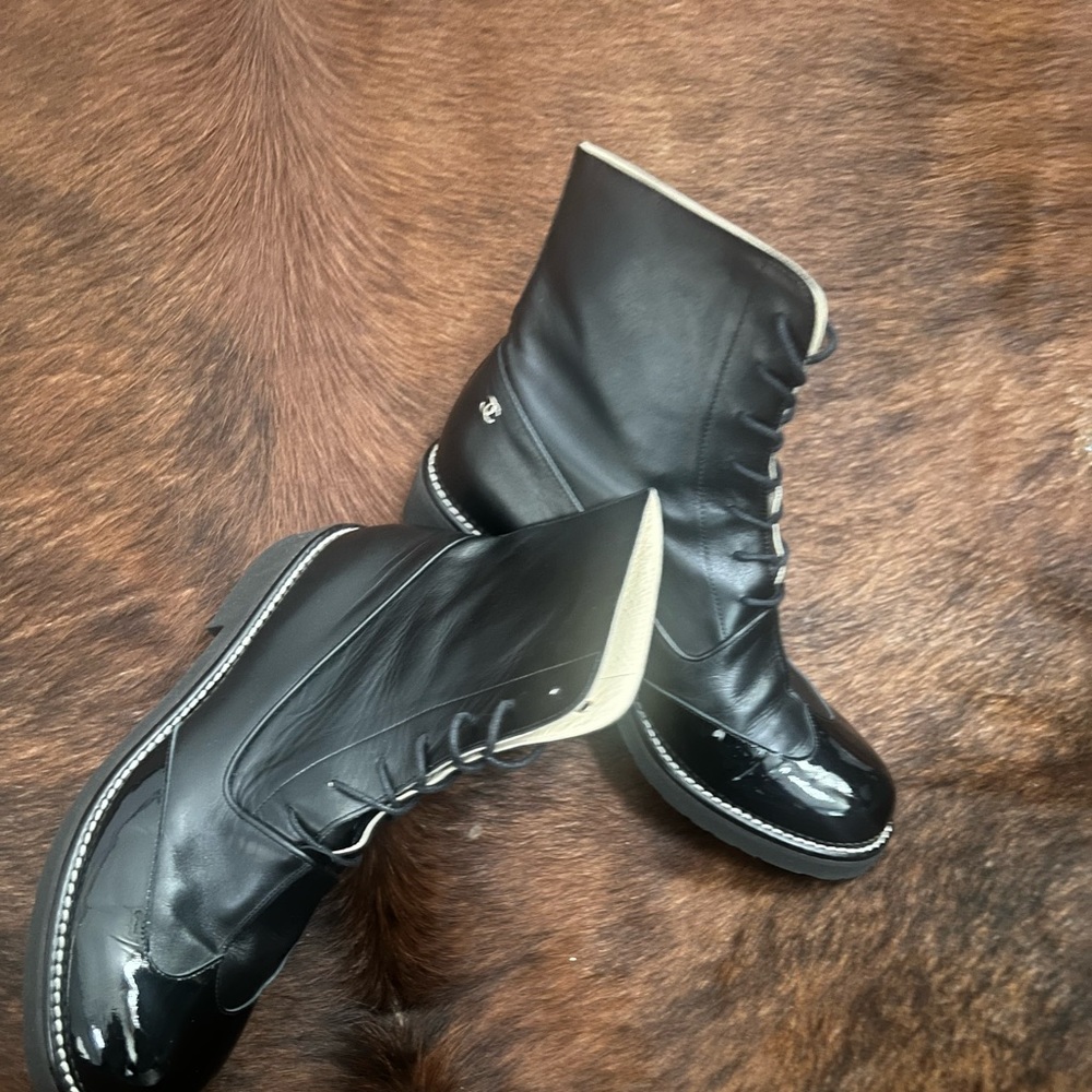 Chanel Patent Leather Ankle Boots (Like New)